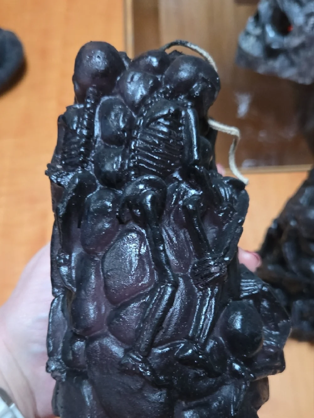 Black Sculpted Naughty Skeletons  Candle Trio